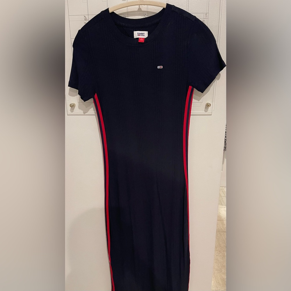 Navy midi dress